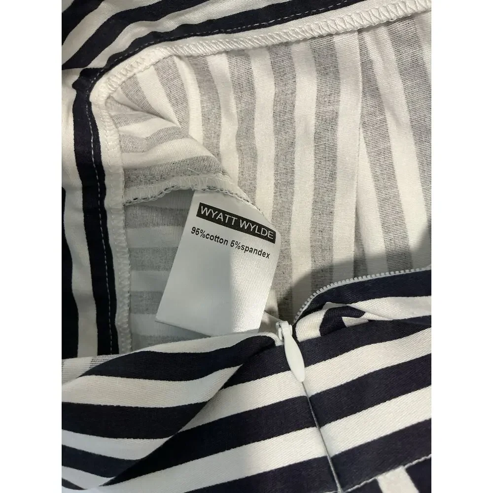 Wyatt Wylde Women Jumpsuit Navy Striped Halter Size Small